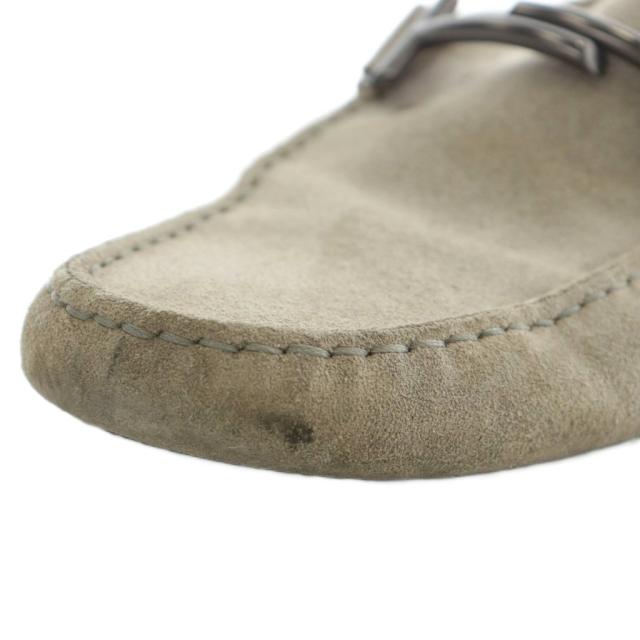【中古】TOD'S ドライビングシューズ ローファー モカシン スエード ラウンドトゥ ダブルT ロゴ 6.5 25.5cm グレー