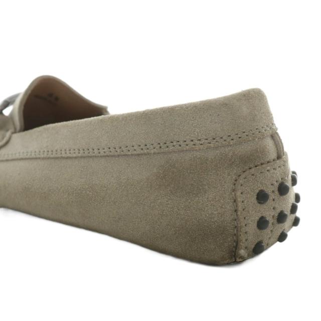 【中古】TOD'S ドライビングシューズ ローファー モカシン スエード ラウンドトゥ ダブルT ロゴ 6.5 25.5cm グレー