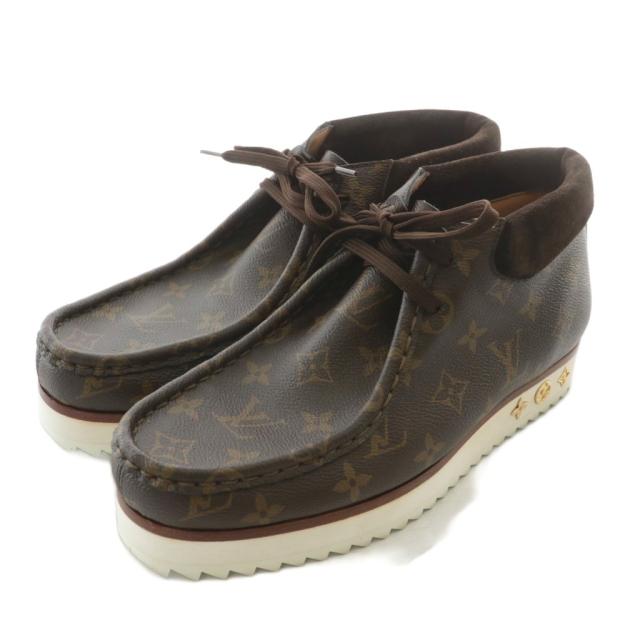 【中古】LOUIS VUITTON × NIGO モノグラム LVモッズ ライン チャッカブーツ アンクルブーツ 総柄 7 26cm 茶色 1A81E8