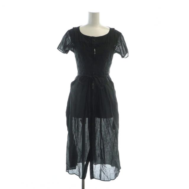 【中古】ビューティフルピープル beautiful people 近年モデル ロングワンピース 半袖 ロゴ フレア 麻 リネン 34 XS