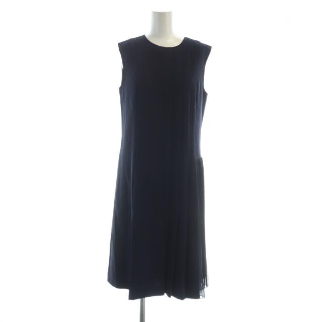 【中古】セオリー Theory 23SS CLASSIC CREPE PLEATED DAY DRESS ノースリーブワンピース ロング プリーツ ロゴ 4 L