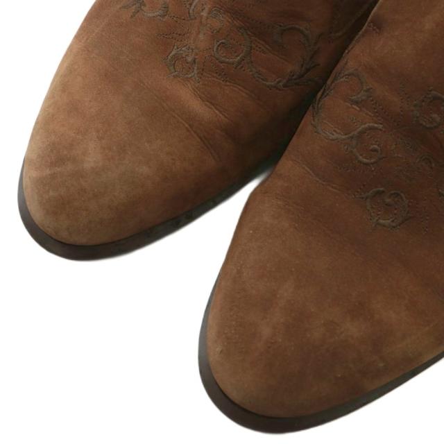 【中古】GIANNI VERSACE ローファー オペラシューズ スリッポン スエード 刺繍 41.5 26〜26.5cm 茶色