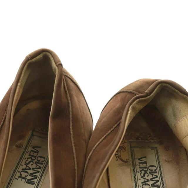 【中古】GIANNI VERSACE ローファー オペラシューズ スリッポン スエード 刺繍 41.5 26〜26.5cm 茶色