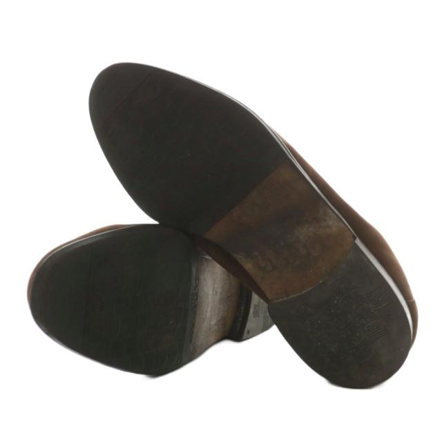 【中古】GIANNI VERSACE ローファー オペラシューズ スリッポン スエード 刺繍 41.5 26〜26.5cm 茶色