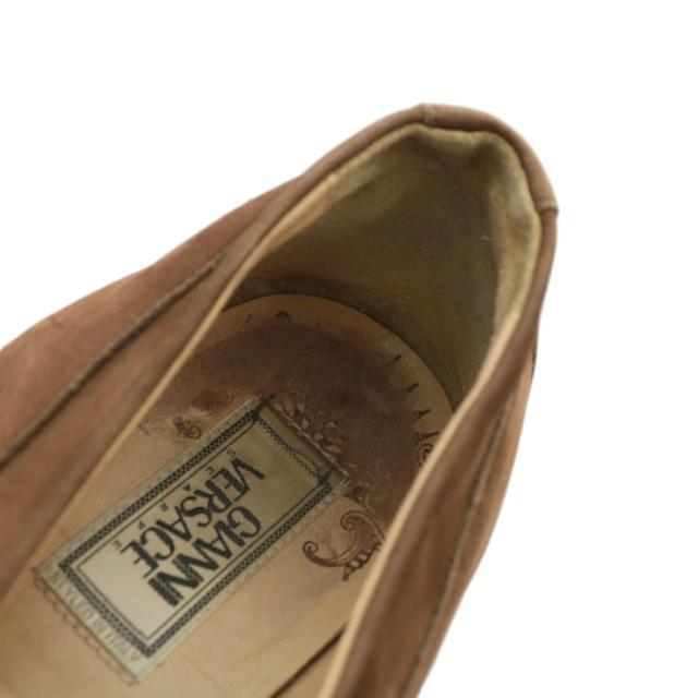 【中古】GIANNI VERSACE ローファー オペラシューズ スリッポン スエード 刺繍 41.5 26〜26.5cm 茶色