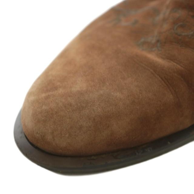 【中古】GIANNI VERSACE ローファー オペラシューズ スリッポン スエード 刺繍 41.5 26〜26.5cm 茶色