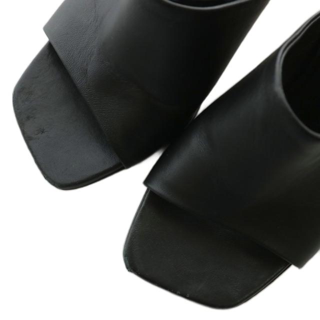 【中古】Salvatore Ferragamo ミュール サンダル レザー オープントゥ スクエア ヒール ガンチーニ 5 22.5cm 黒