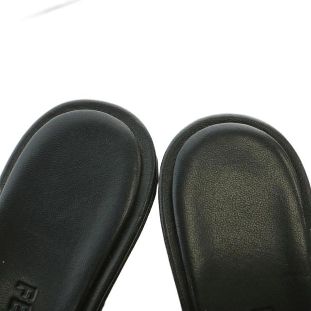 【中古】Salvatore Ferragamo ミュール サンダル レザー オープントゥ スクエア ヒール ガンチーニ 5 22.5cm 黒