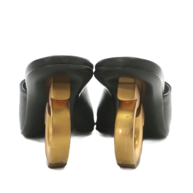 【中古】Salvatore Ferragamo ミュール サンダル レザー オープントゥ スクエア ヒール ガンチーニ 5 22.5cm 黒