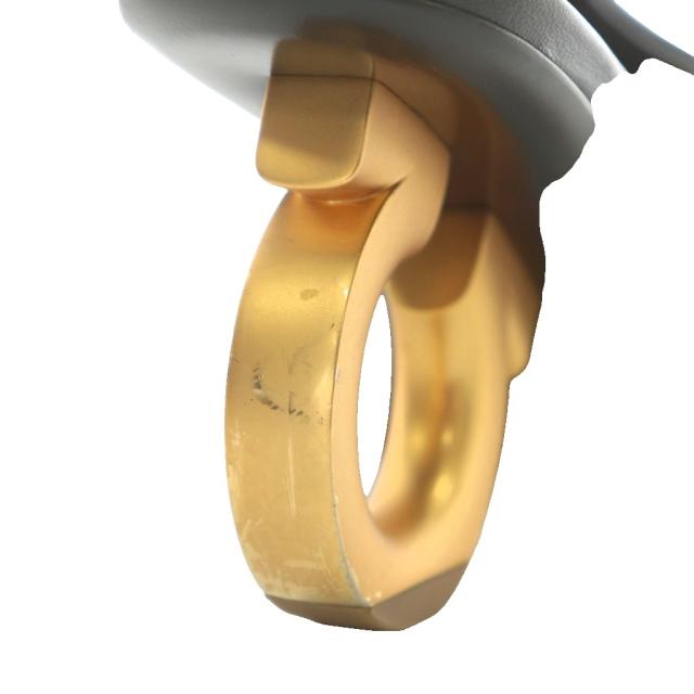 【中古】Salvatore Ferragamo ミュール サンダル レザー オープントゥ スクエア ヒール ガンチーニ 5 22.5cm 黒