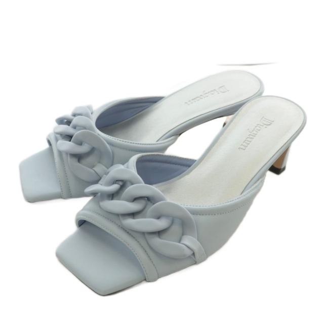 【中古】ダイアグラム Diagram 23SS チェーンヒールサンダル ミュール レザー オープントゥ スクエア 36 23cm 青