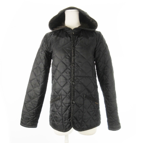 【中古】ラベンハム LAVENHAM キルティングジャケット フーディ 中綿 パイピング 36 S 黒 ブラック /CK17 ■GY12