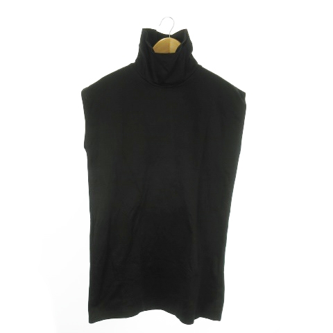 【中古】kujaku by Takuma Nishizaka ノースリーブカットソー ロング丈 ハイネック 無地 ハリ感 1 S 黒 ブラック