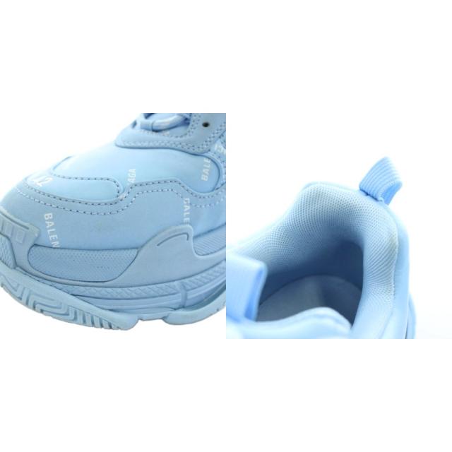 【中古】BALENCIAGA TRIPLE S スニーカー ダッドスニーカー レザー ローカット 厚底 ロゴ 総柄 US9 27.5cm 青 536737