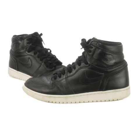 【中古】ナイキ NIKE AIR JORDAN 1 RETRO HIGH OG スニーカー レースアップ ハイカット レザー 革 ロゴ 9 27.0cm 黒