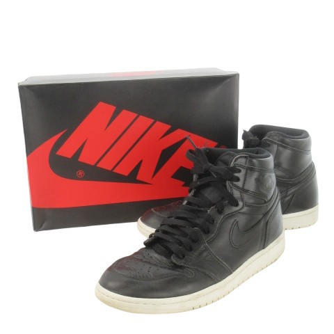 【中古】ナイキ NIKE AIR JORDAN 1 RETRO HIGH OG スニーカー レースアップ ハイカット レザー 革 ロゴ 9 27.0cm 黒