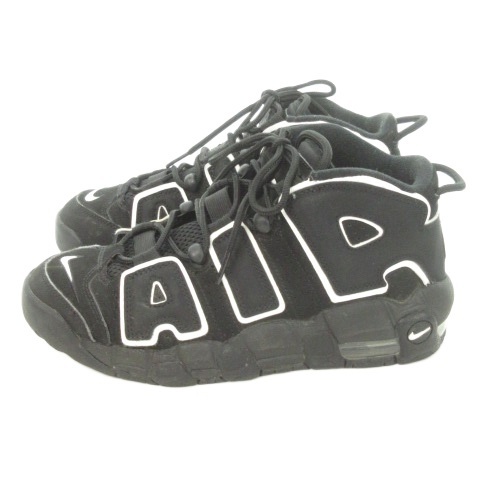 【中古】ナイキ NIKE AIR MORE UPTEMPO GS スニーカー ハイカット レースアップ 24cm 黒 ブラック 415082-002 /AH1