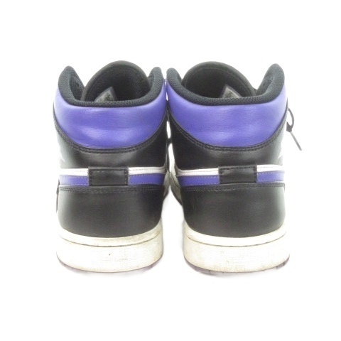 【中古】ナイキ NIKE AIR JORDAN 1 MID スニーカー ハイカット 配色 レースアップ 27.0cm 黒 ブラック 紫 パープル