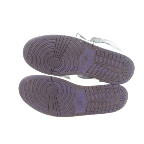 【中古】ナイキ NIKE AIR JORDAN 1 MID スニーカー ハイカット 配色 レースアップ 27.0cm 黒 ブラック 紫 パープル