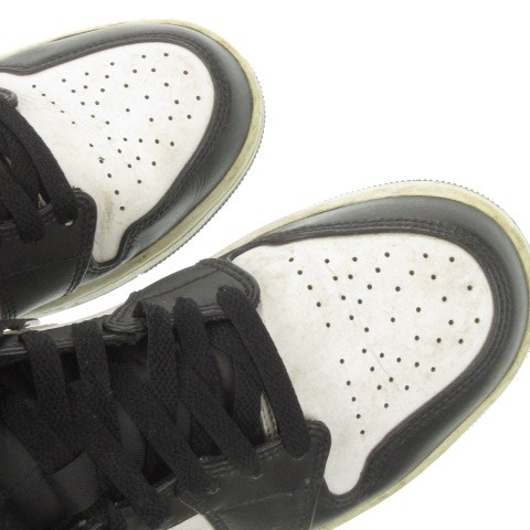 【中古】ナイキ NIKE AIR JORDAN 1 MID スニーカー ハイカット 配色 レースアップ 27.0cm 黒 ブラック 紫 パープル