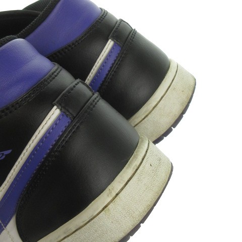 【中古】ナイキ NIKE AIR JORDAN 1 MID スニーカー ハイカット 配色 レースアップ 27.0cm 黒 ブラック 紫 パープル