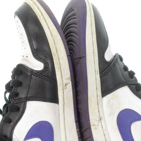 【中古】ナイキ NIKE AIR JORDAN 1 MID スニーカー ハイカット 配色 レースアップ 27.0cm 黒 ブラック 紫 パープル