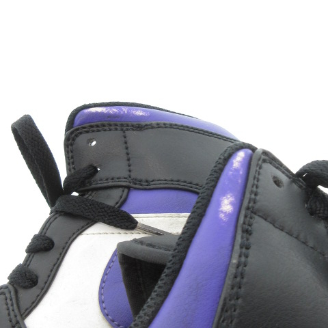 【中古】ナイキ NIKE AIR JORDAN 1 MID スニーカー ハイカット 配色 レースアップ 27.0cm 黒 ブラック 紫 パープル
