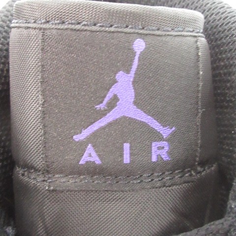 【中古】ナイキ NIKE AIR JORDAN 1 MID スニーカー ハイカット 配色 レースアップ 27.0cm 黒 ブラック 紫 パープル