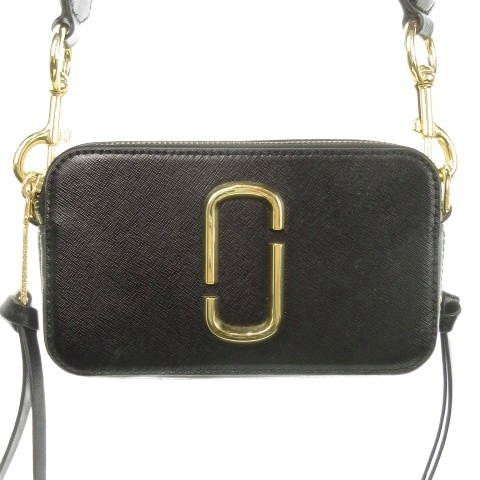 【中古】マークジェイコブス MARC JACOBS The Snapshot ショルダーバッグ クロスボディバッグ ロゴ レザー 黒