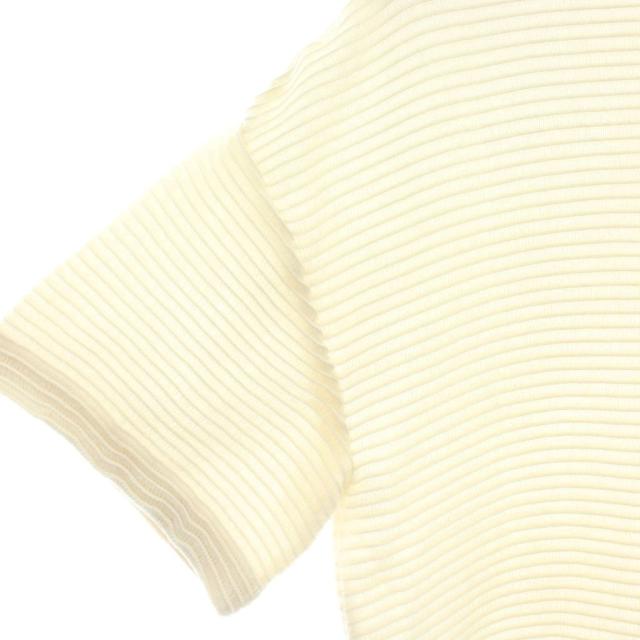 【中古】ディオールオム Dior HOMME ニット Tシャツ カットソー 半袖 リブ編み クルーネック ボーダー ロゴ 刺繍 S 白_4