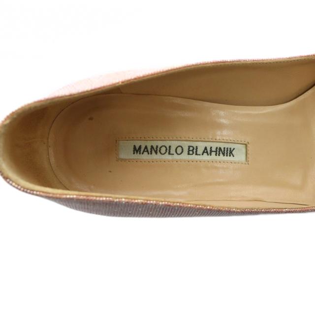 【中古】マノロブラニク MANOLO BLAHNIK パンプス ハンギシ ビジュー ラメ ポインテッドトゥ 37 24.5cm ピンク