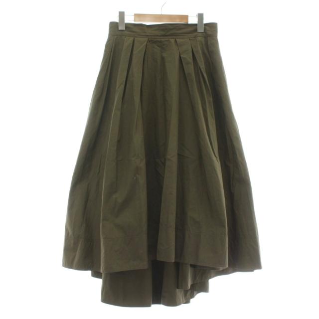 【中古】マディソンブルー MADISONBLUE TUCK VOLUME SKIRT フレアスカート ロング 02 M カーキ MB171-6715