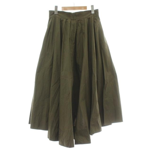 【中古】マディソンブルー MADISONBLUE TUCK VOLUME SKIRT フレアスカート ロング 02 M カーキ MB171-6715