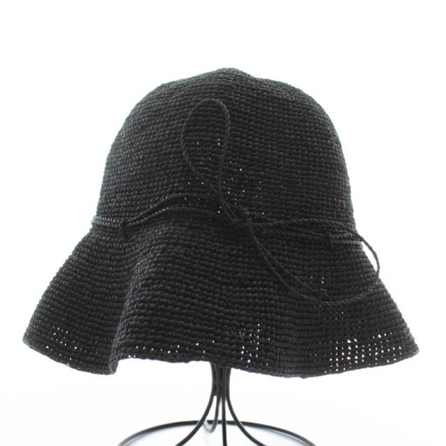 【中古】ヘレンカミンスキー HELEN KAMINSKI ハット 麦わら帽子 ラフィア リボン紐 黒 ブラック /XZ ■GY19