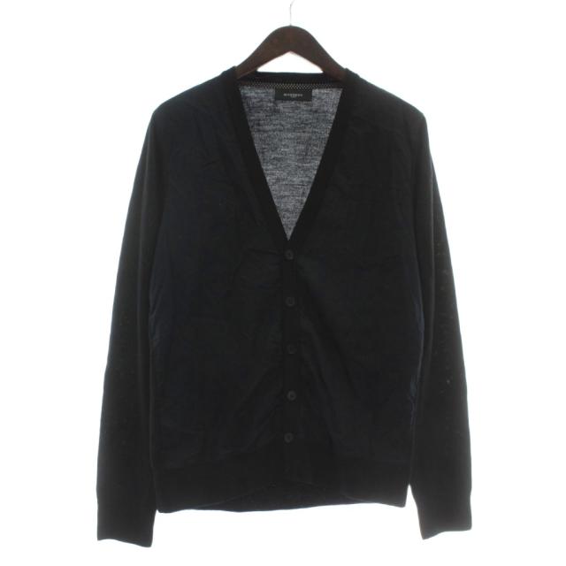 【中古】ジバンシィ GIVENCHY カーディガン ニット ウール 長袖 コットン 切り替え Vネック S 黒 ブラック