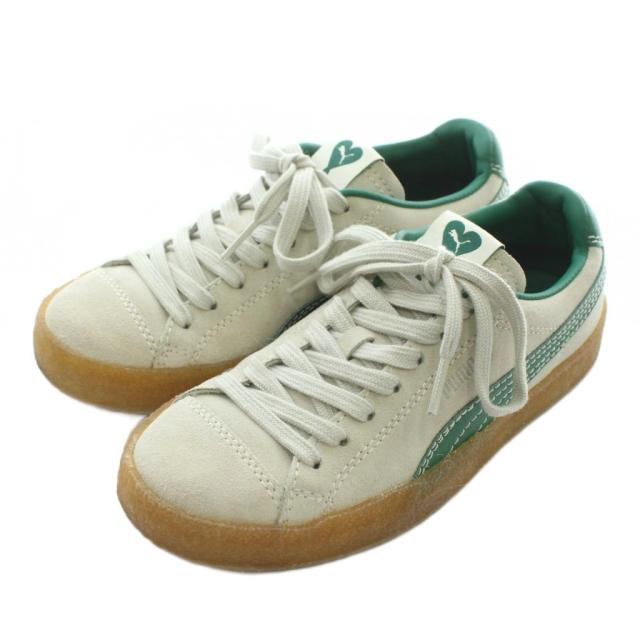 【中古】プーマ PUMA × Ami Paris Suede Crepe Pristine スニーカー ローカット US5.5 23.5cm ベージュ 緑 384146-01