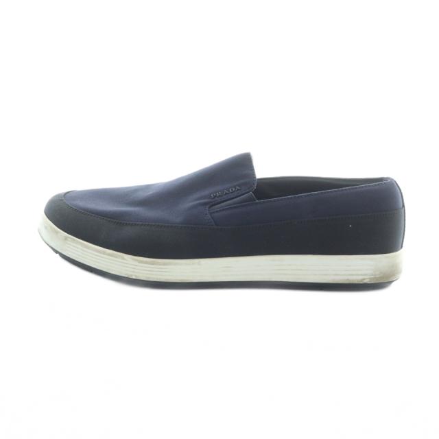 【中古】プラダスポーツ PRADA SPORT スリッポン シューズ 靴 ロゴ 8 27cm 紺 ネイビー ■GY19 /MQ ■OH メンズ