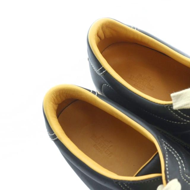 【中古】エルメス HERMES レザースニーカー シューズ 靴 ロゴ クイック Hロゴ ステッチ 42.5 26.5cm 黒 ブラック