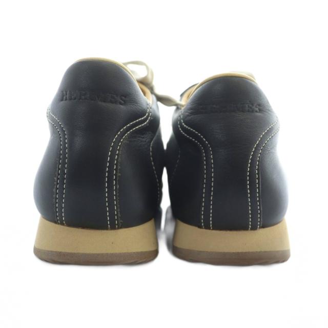 【中古】エルメス HERMES レザースニーカー シューズ 靴 ロゴ クイック Hロゴ ステッチ 42.5 26.5cm 黒 ブラック