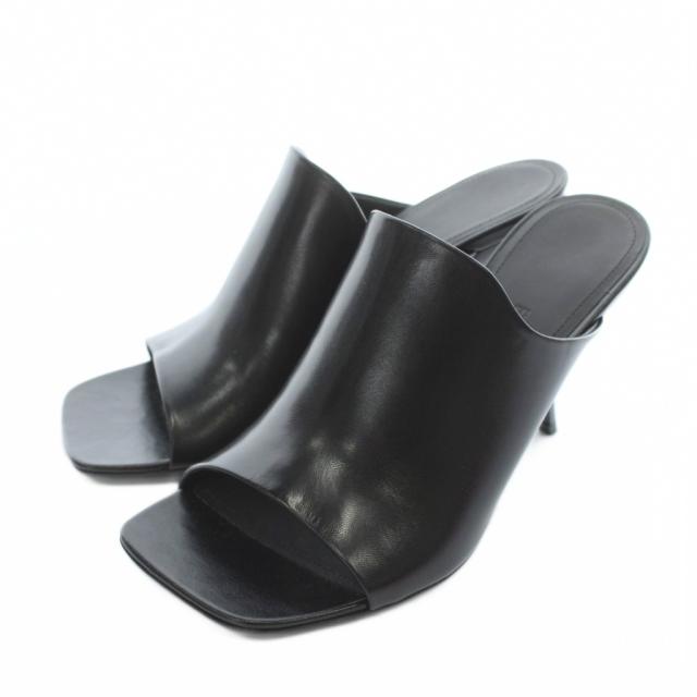 【中古】未使用品 Salvatore Ferragamo ERA ミュール サンダル レザー オープントゥ スクエアトゥ 5.5 22.5cm 黒