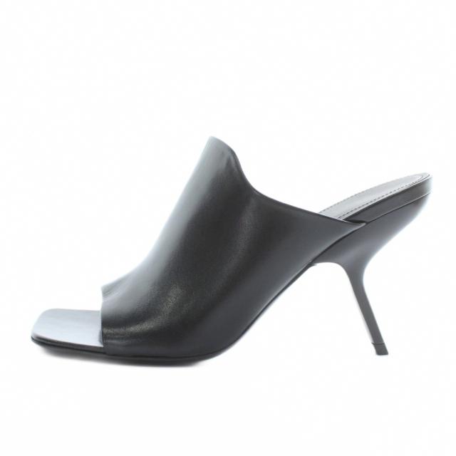 【中古】未使用品 Salvatore Ferragamo ERA ミュール サンダル レザー オープントゥ スクエアトゥ 5.5 22.5cm 黒