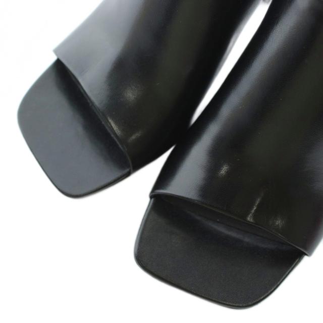 【中古】未使用品 Salvatore Ferragamo ERA ミュール サンダル レザー オープントゥ スクエアトゥ 5.5 22.5cm 黒