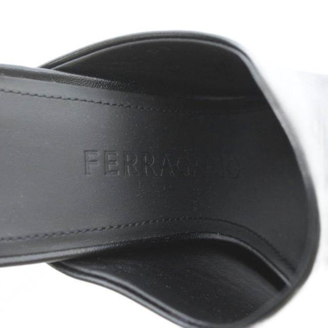 【中古】未使用品 Salvatore Ferragamo ERA ミュール サンダル レザー オープントゥ スクエアトゥ 5.5 22.5cm 黒