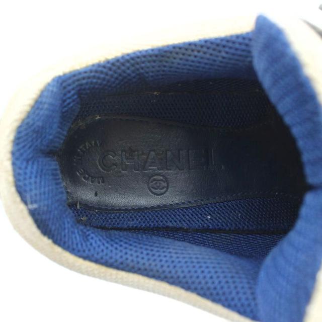 【中古】シャネル CHANEL スニーカー スエード レザー ローカット ココマーク 37 23.5cm 紺 ネイビー 黒 ブラック