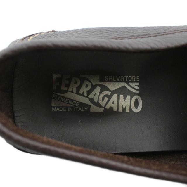 【中古】未使用品 Salvatore Ferragamo PACIFICO ドライビングシューズ ローファー グレインレザー 8.5 26.5cm 茶色