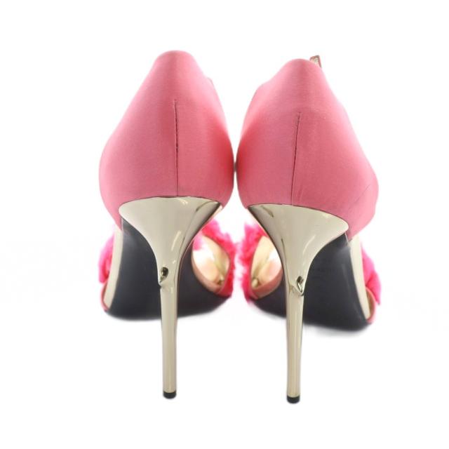 【中古】ロジェヴィヴィエ ROGER VIVIER パンプス ラインストーン ファー ピンヒール オープントゥ 37.5 24.5cm