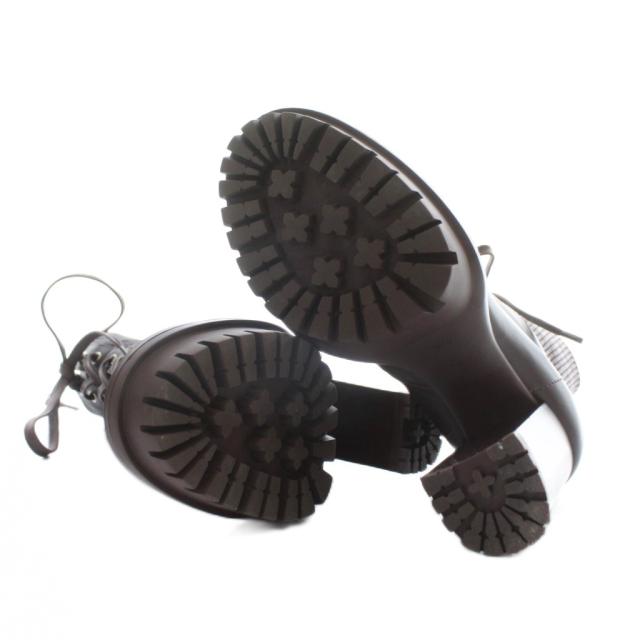 【中古】Gianvito Rossi MARTIS ショートブーツ レザー ラウンドトゥ ハイヒール レースアップ 36.5 23.5cm ボルドー