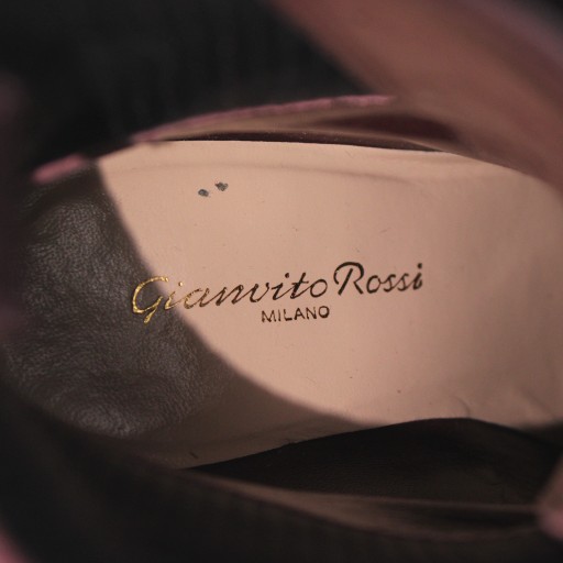 【中古】Gianvito Rossi MARTIS ショートブーツ レザー ラウンドトゥ ハイヒール レースアップ 36.5 23.5cm ボルドー