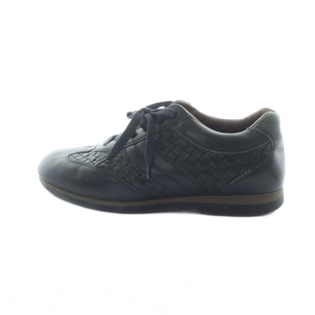 【中古】ボッテガヴェネタ BOTTEGA VENETA イントレチャート ローカットスニーカー シューズ 靴 レザー ロゴ 黒