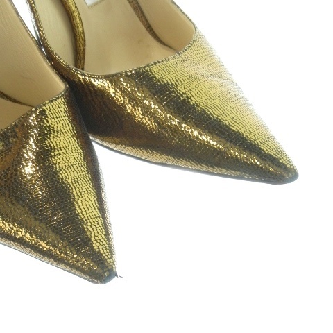 【中古】ジミーチュウ JIMMY CHOO パンプス ピンヒール ポインテッドトゥ メタリック 37 23.5cm ブロンズゴールド